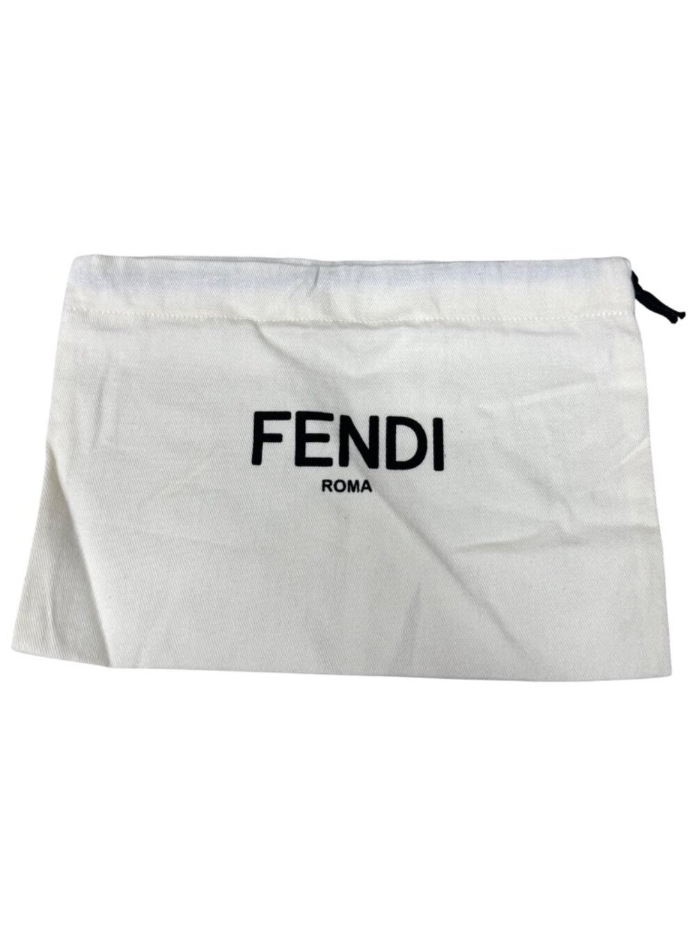Fendi Roma Dust Bag Pouch Drawstring Wallet Clutch Black Logo 9X7 Authentic